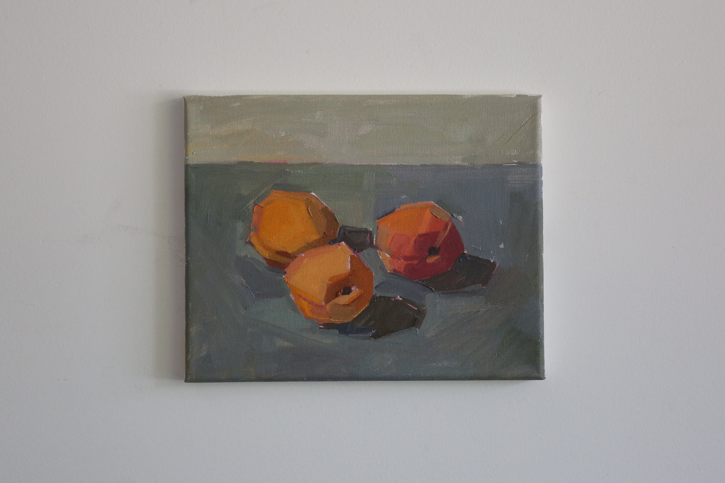 3 Peaches on Blue