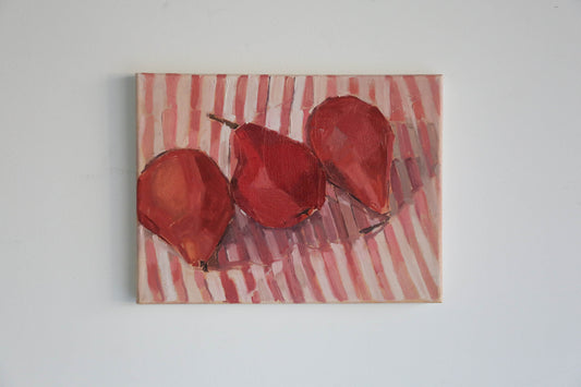 Red Pears on Stripes