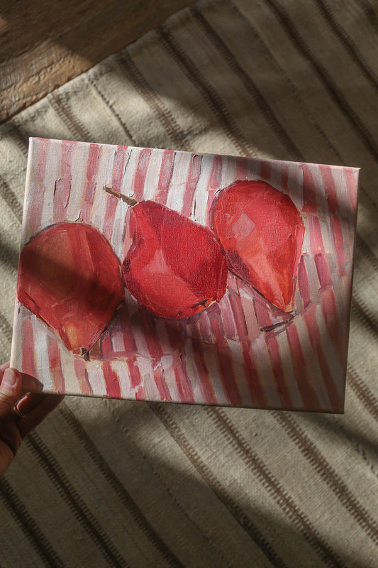 Red Pears on Stripes